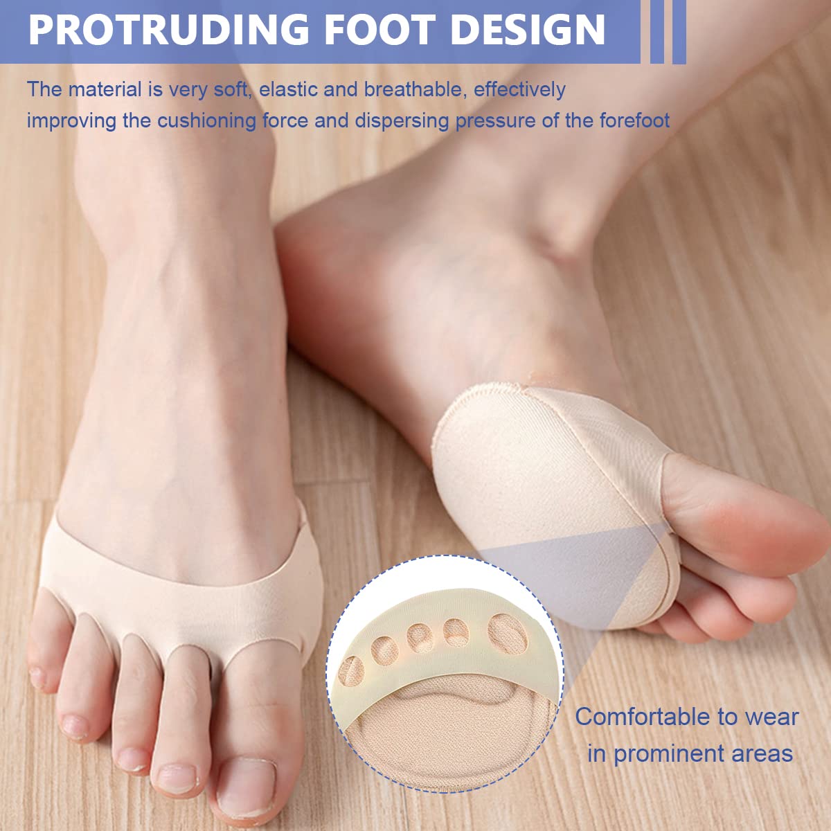 HASTHIP 4 Pairs Forefoot Pads Honeycomb Fabric Ball of Foot Cushion Metatarsal Pads for Women, Reusable High Heels Invisible Socks, Comfortable Non-Slip Toe Sleeves for Relieving Foot Fatigue HASTHIP 4 Pairs Forefoot Pads Honeycomb Fabric Ball of Foot Cushion Metatarsal Pads for Women, Reusable High Heels Invisible Socks, Comfortable Non-Slip Toe Sleeves for Relieving Foot Fatigue